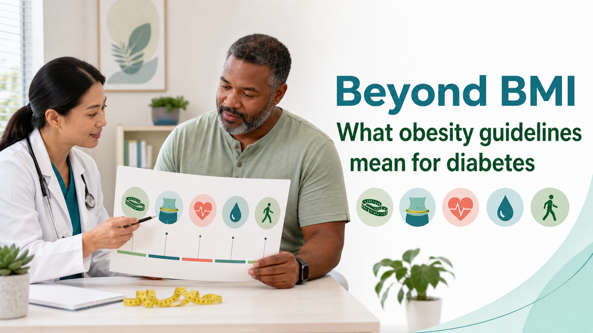 Clinician and patient reviewing a broader obesity health assessment beyond BMI