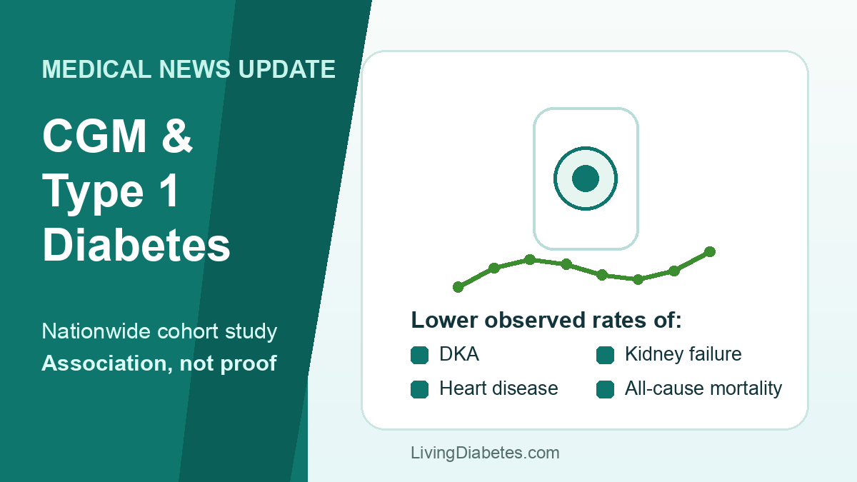 Medical news illustration about CGM and type 1 diabetes complications
